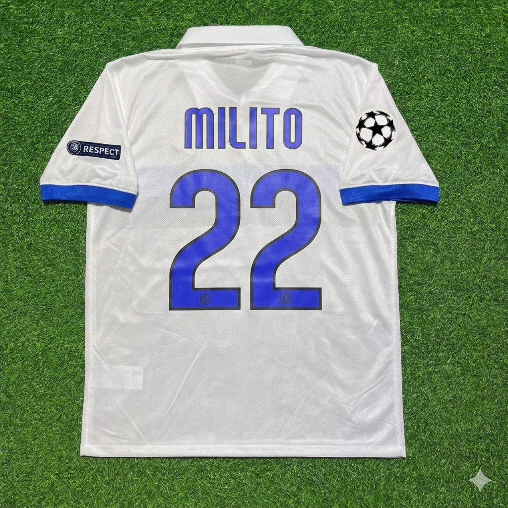 Inter 2009/2010 White Retro Football Jersey – Diego Milito – Back View