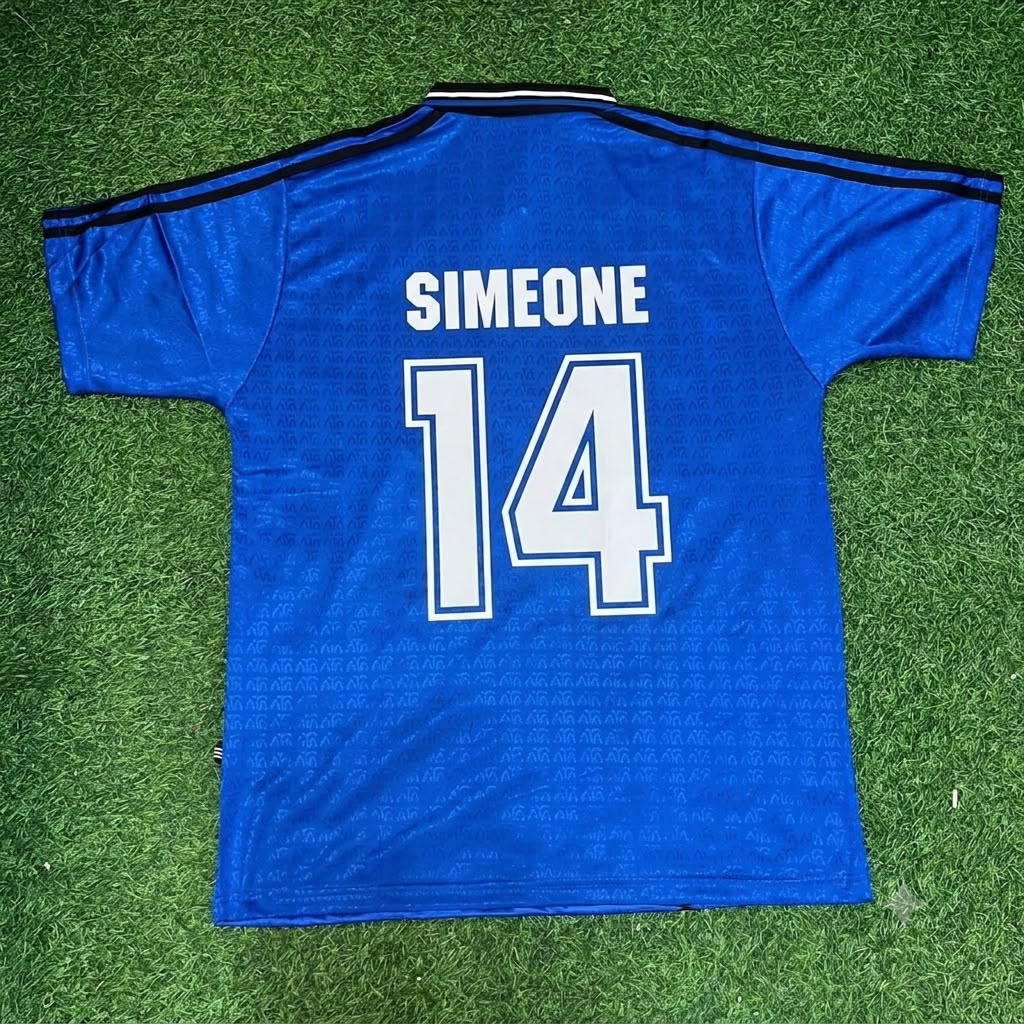 Diego Simeone Argentina 1994 Season Away Blue Retro Jersey – Back View