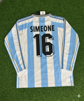 Argentina 1998 World Cup White Long Sleeve Retro Football Jersey – Diego Simeone – Back View