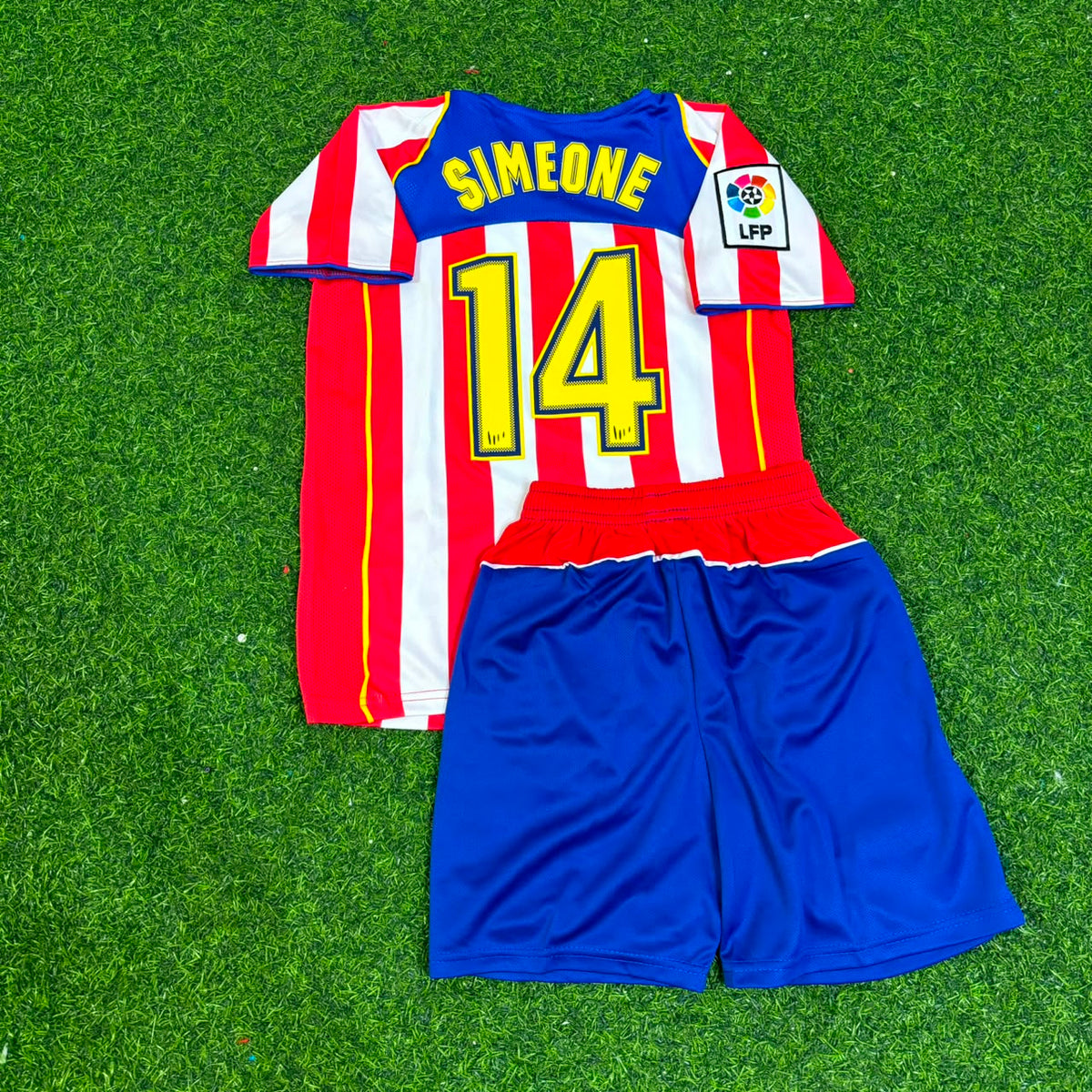 Diego Simeone #14 Atlético Madrid Spider-Man Kids Retro Football Jersey – Back View