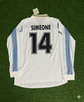 Diego Simeone Lazio 1999 2000 White Long Sleeve Retro Football Jersey – Back View