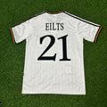 1996 Dieter Eilts Deutschland EM Finale Heim Retro Fußballtrikot Set Jersey – Back View