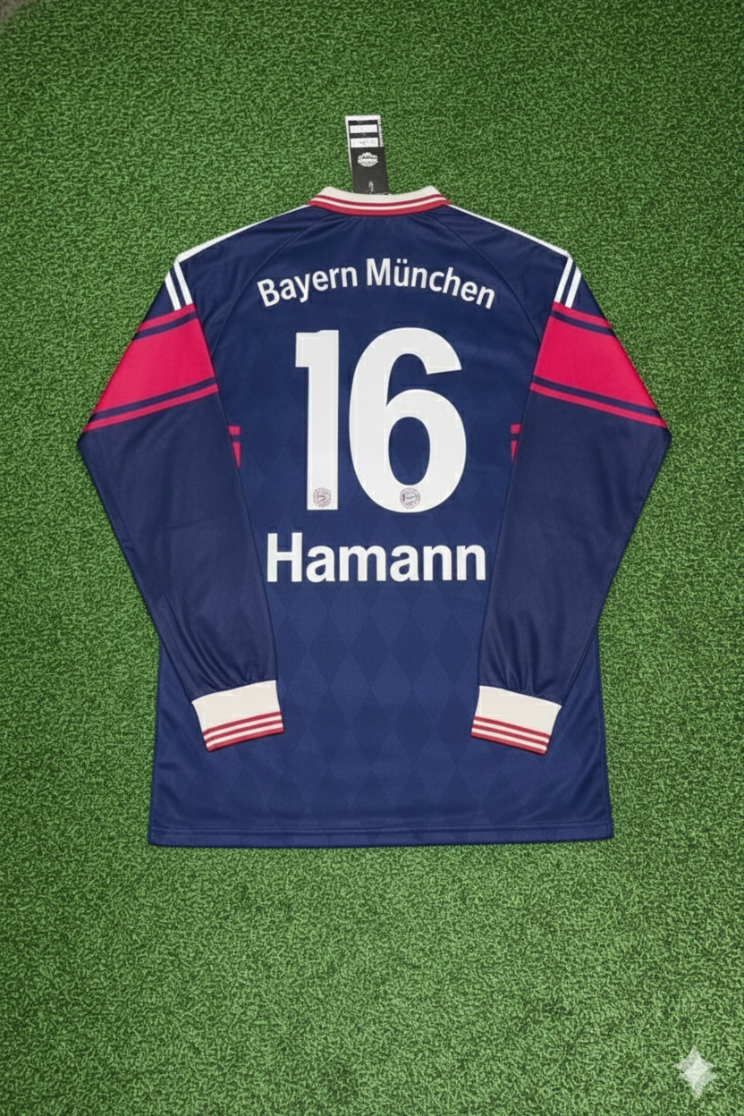 1997/98 Dietmar Hamann FC Bayern München Saison Langarm Heim Retro – Back View