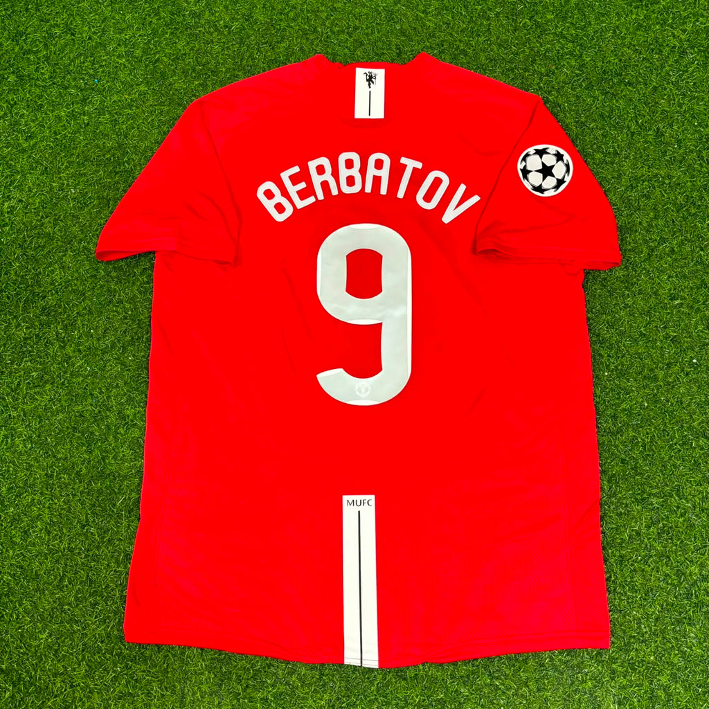 Manchester United 2008 Champions League Final Retro Home Football Jersey – Dimitar Berbatov – Back View