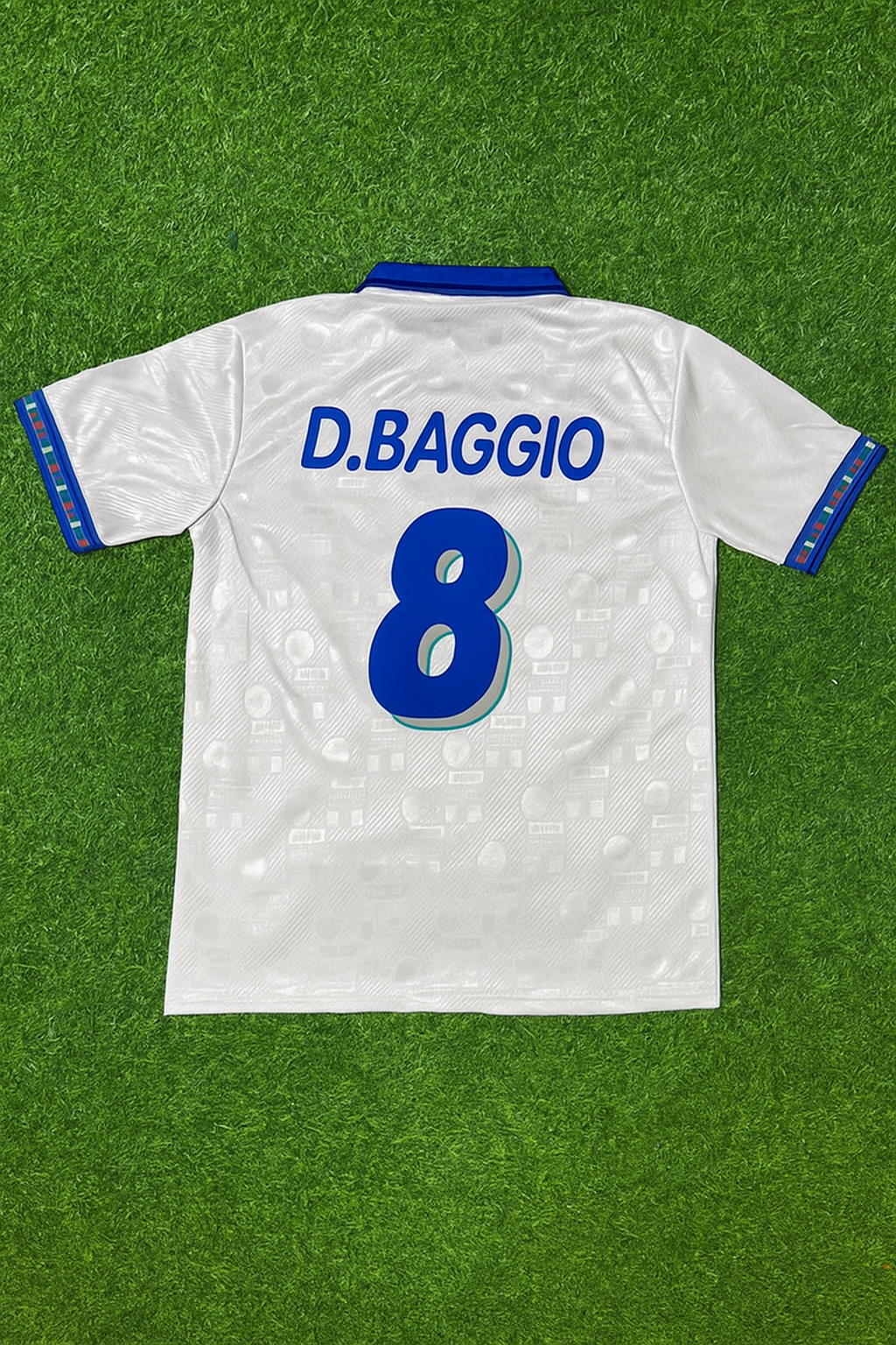 Italy 1994 World Cup White Retro Football Jersey – Dino Baggio – Back View