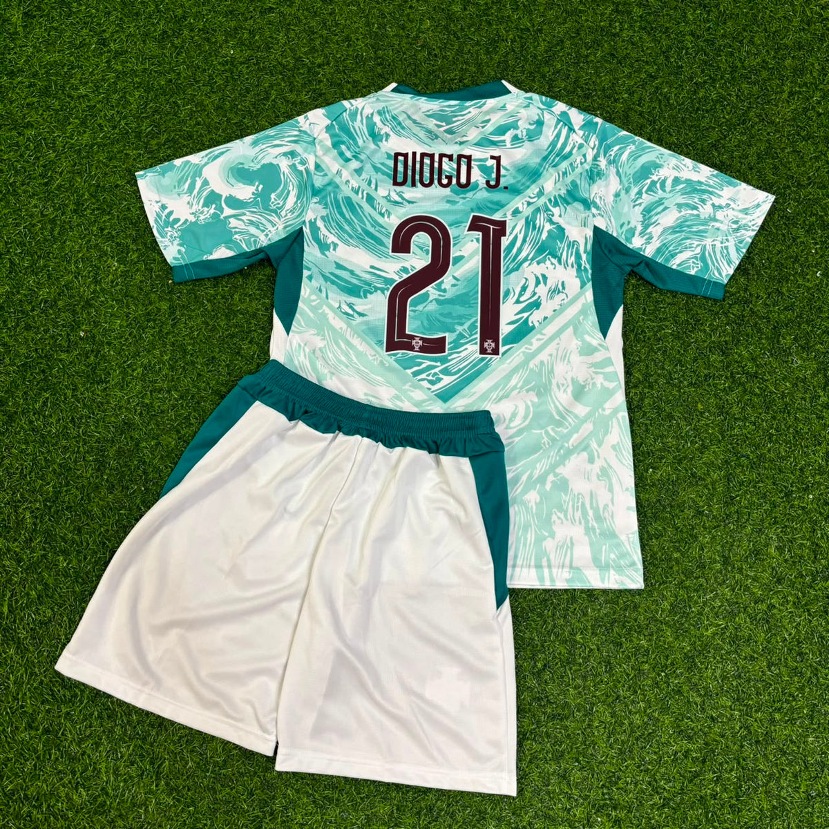 2026 Portugal World Cup Diogo Jota Kids White Away Football Jersey – Back View
