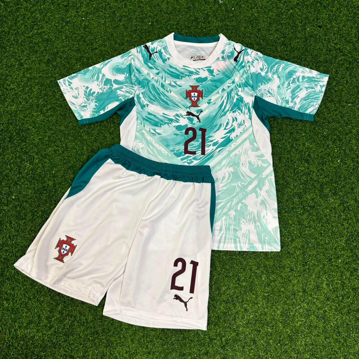 2026 Portugal World Cup Diogo Jota Kids White Away Football Jersey – Front View