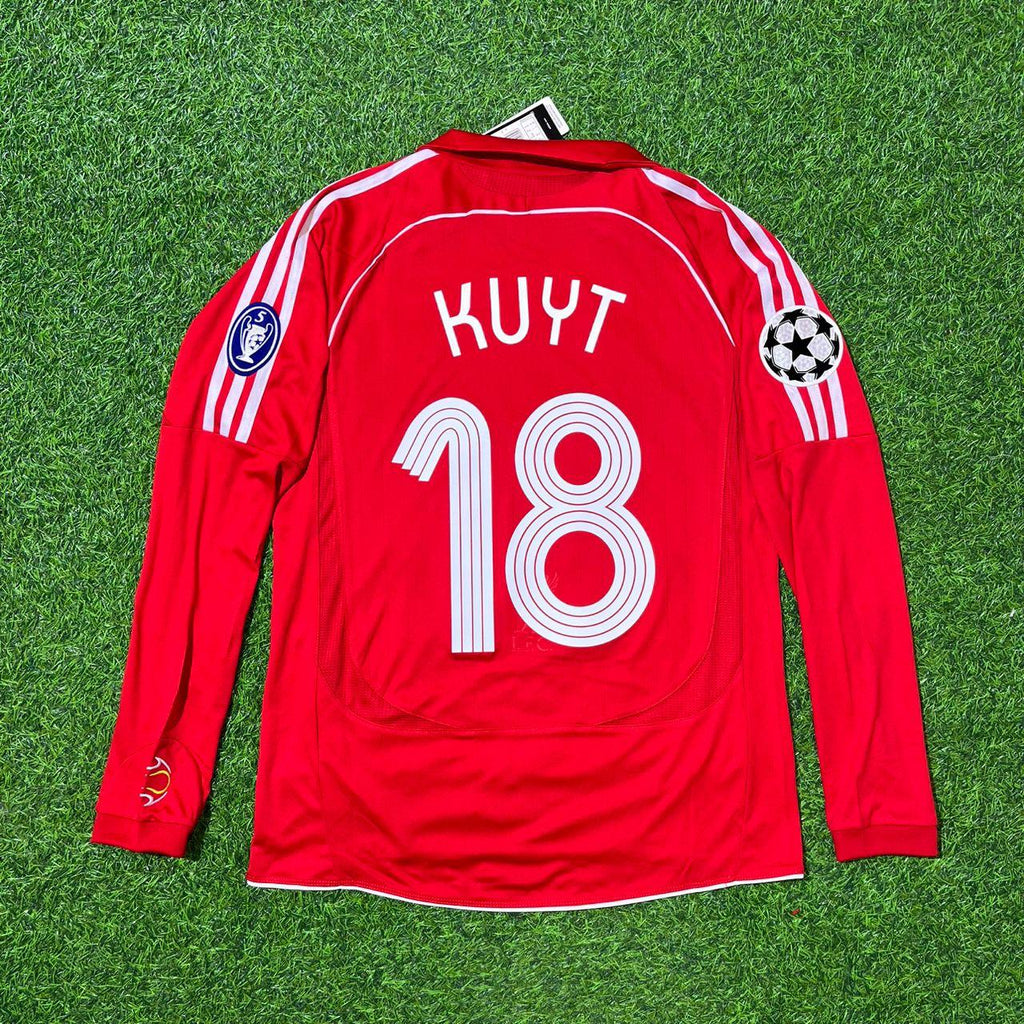 Dirk Kuyt 18 – Liverpool 2007 Champions League Final Retro Kit Jersey – Back View