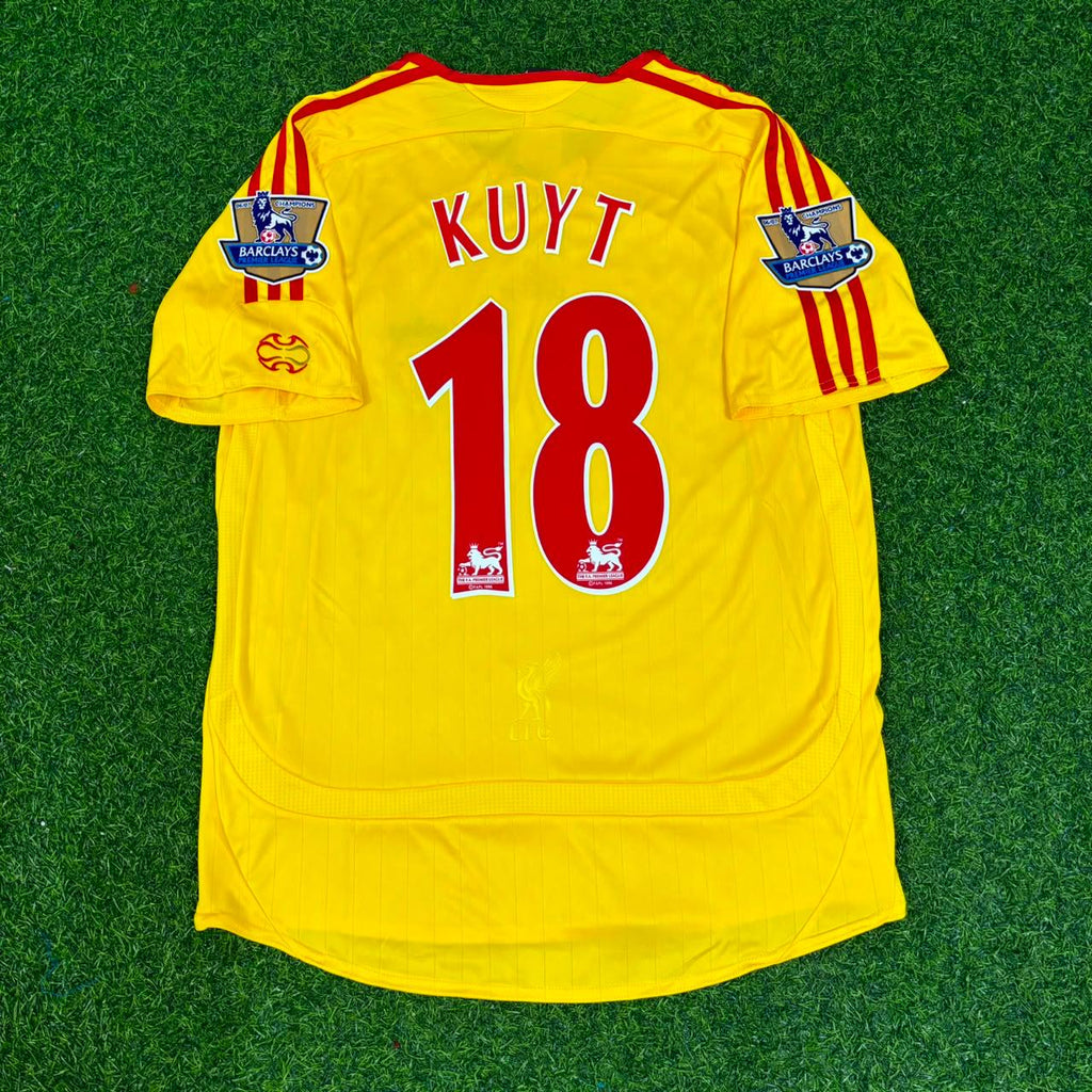 Liverpool 2006/2007 Yellow Retro Football Jersey – Dirk Kuyt – Back View