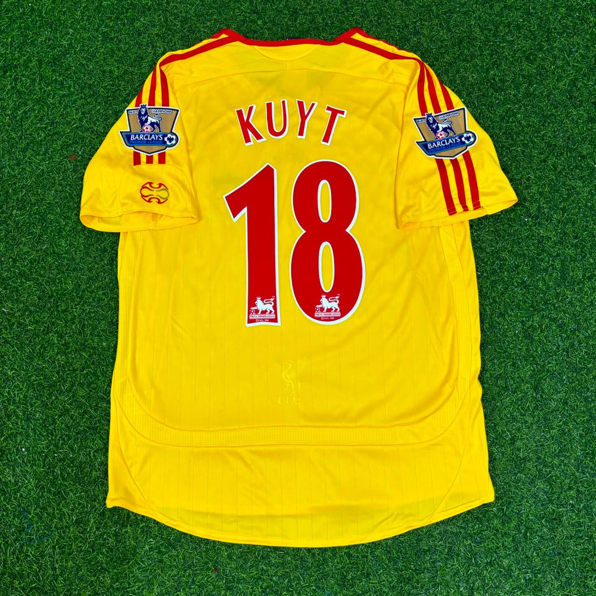 Liverpool 2006/2007 Yellow Retro Football Jersey – Dirk Kuyt – Back View