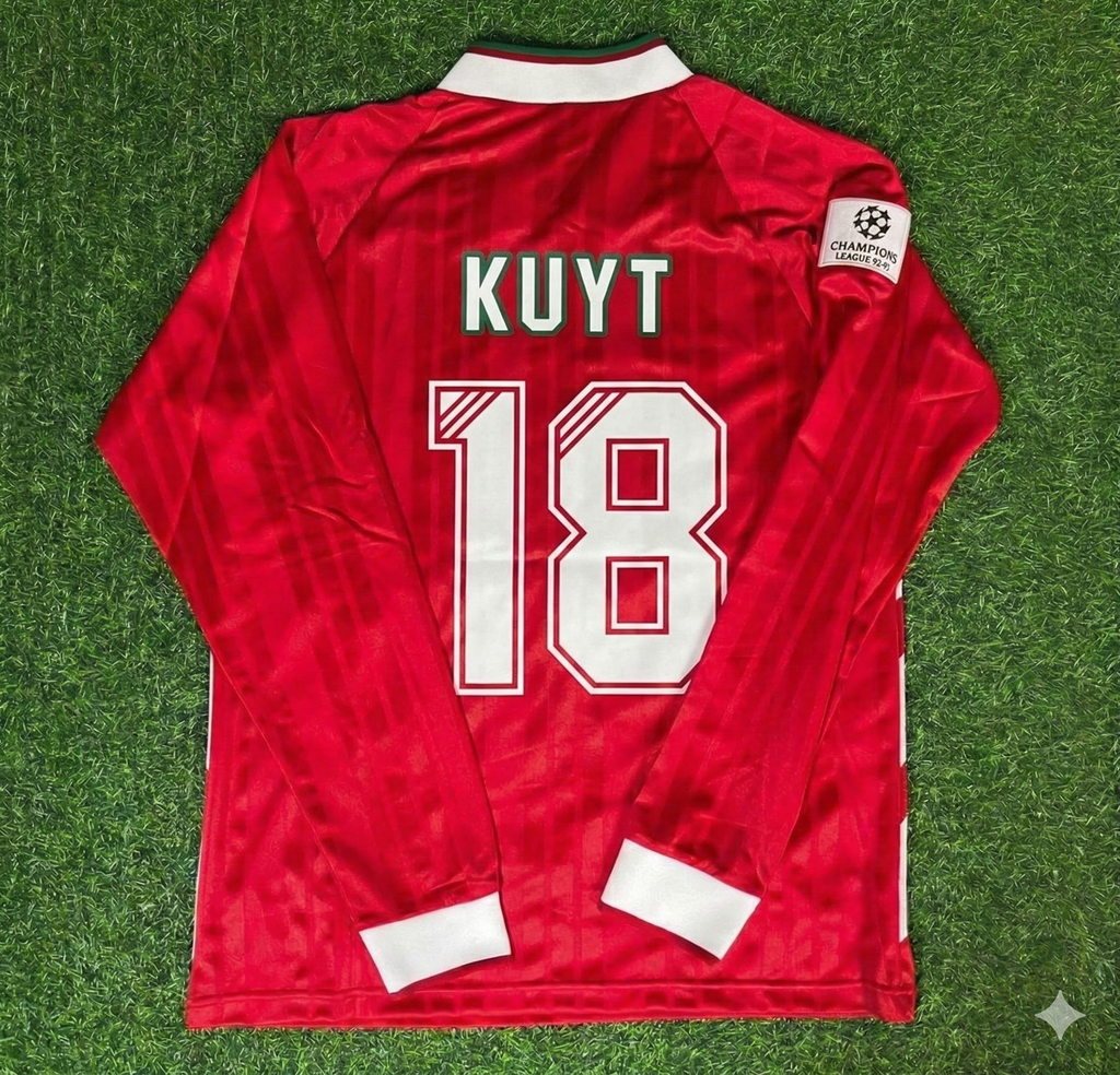 Dirk Kuyt Liverpool Long Sleeve Retro Football Jersey – Back View