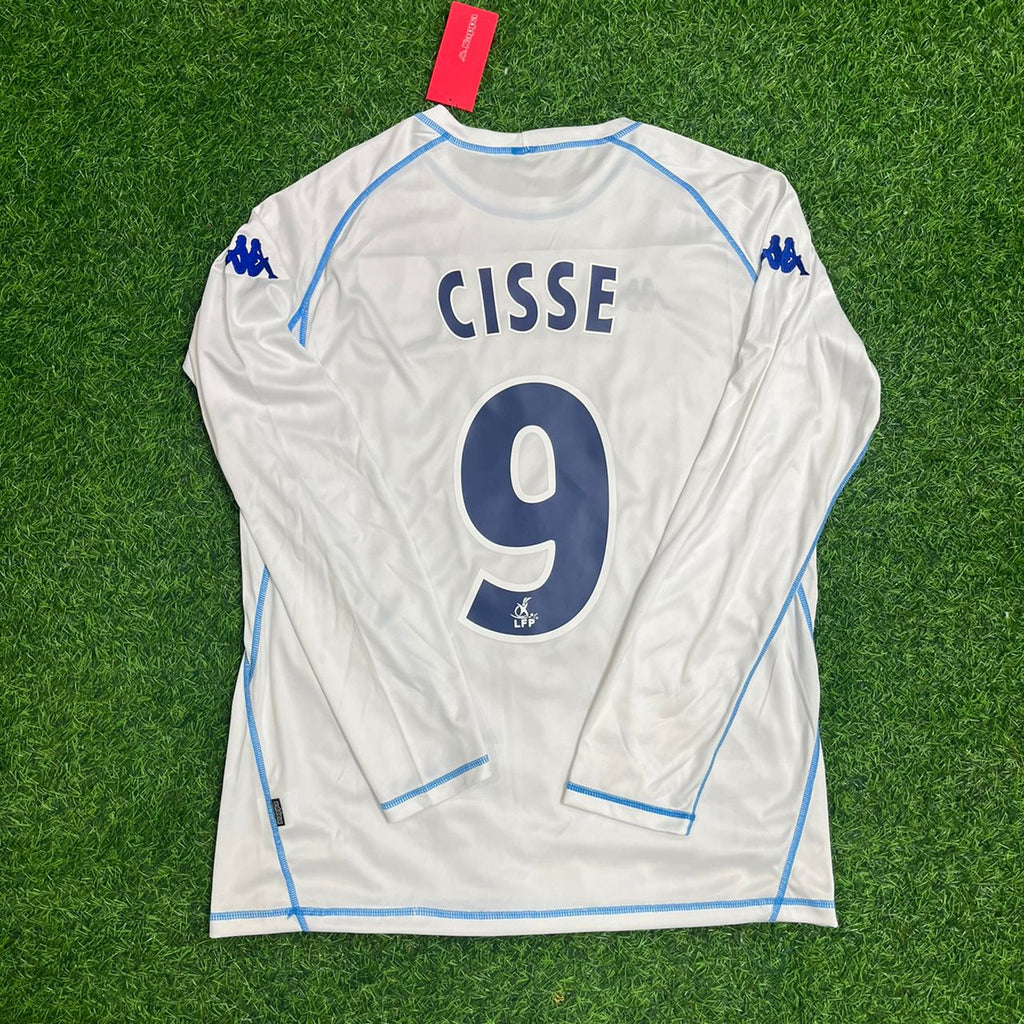 2003 Djibril Cisse Auxerre White Long Sleeve Retro Football Jersey – Back View