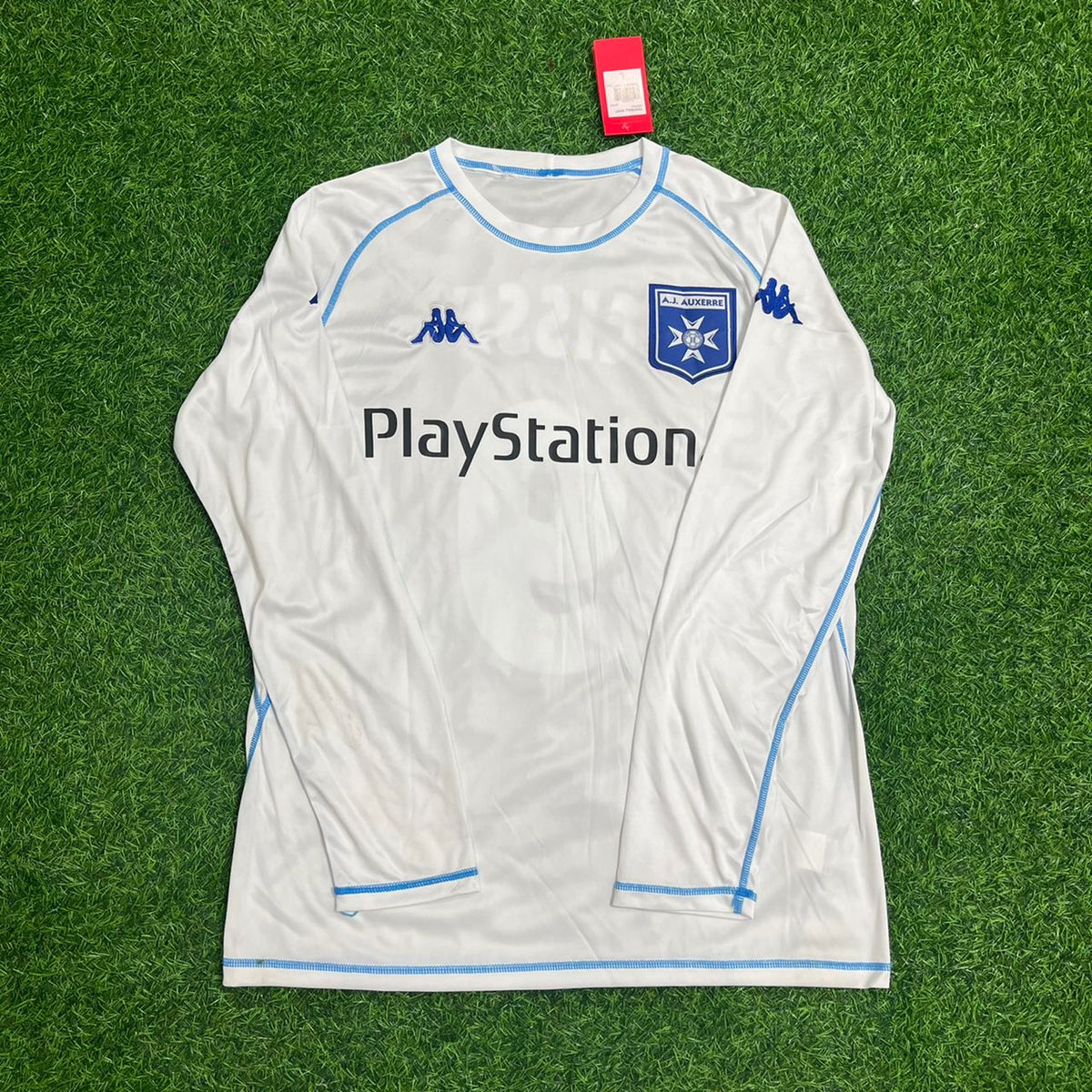 2003 Djibril Cisse Auxerre White Long Sleeve Retro Football Jersey – Front View