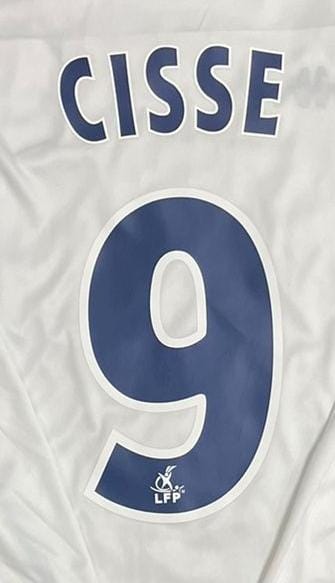 2003 Djibril Cisse Auxerre White Long Sleeve Retro Football Jersey – Detailed View