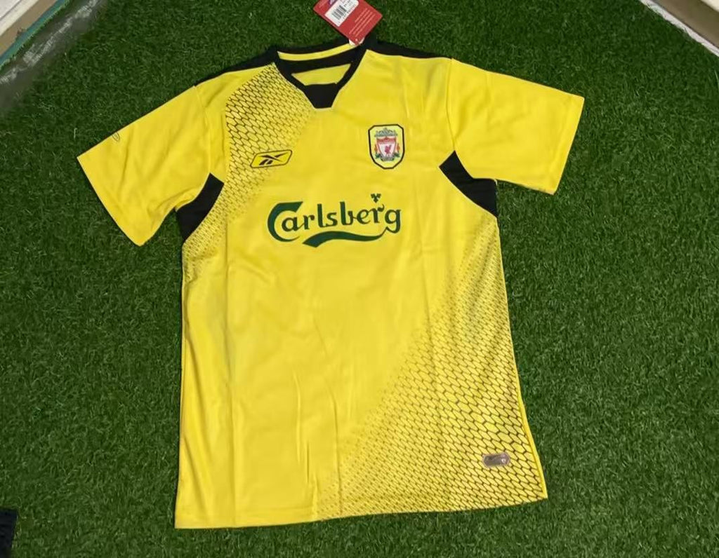 2004/06 Djibril Cisse Liverpool Yellow Retro Football Jersey – Front View