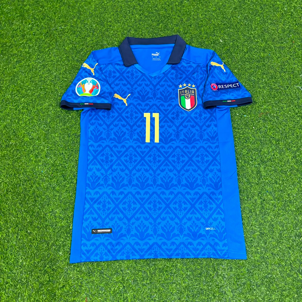 Italy EURO 2020 Final Retro Soccer Jersey – | | – Domenico Berardi #11 – Front View