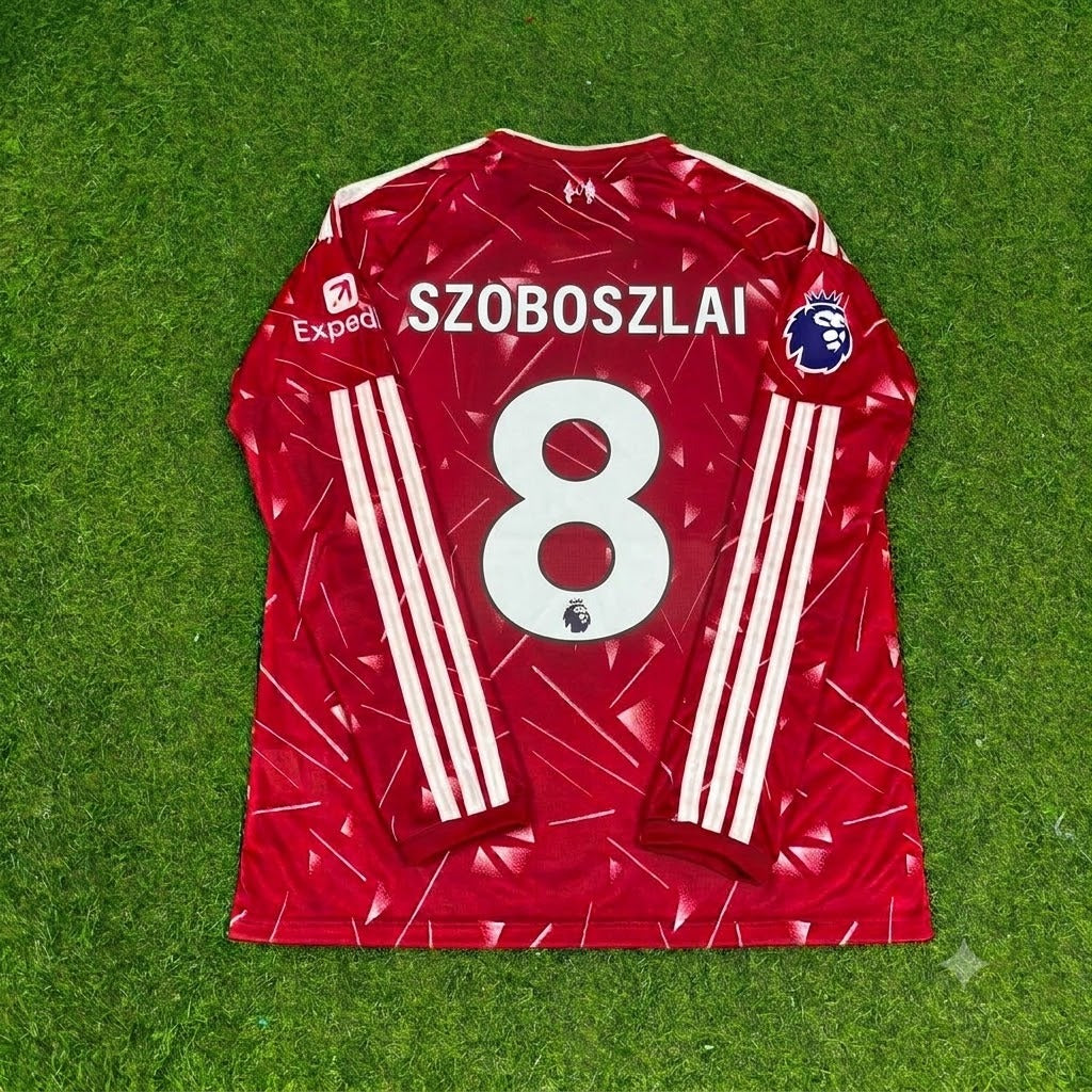 2027 Dominik Szoboszlai Liverpool Long Sleeve Home Football Jersey – Back View