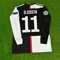 Juventus Long Sleeve 2019 2020 Retro White Black Jersey – Douglas Costa 11- – Back View