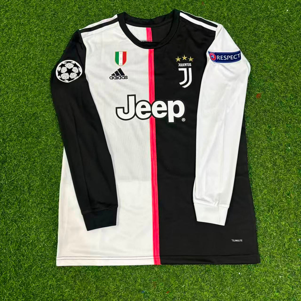 Juventus Long Sleeve 2019 2020 Retro White Black Jersey – Douglas Costa 11- – Front View