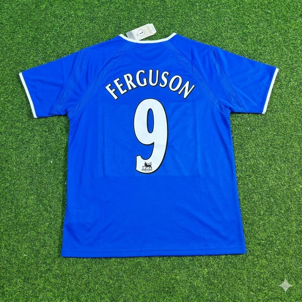 Duncan Ferguson #9 Everton Fc Blue Retro Football Jersey – Back View
