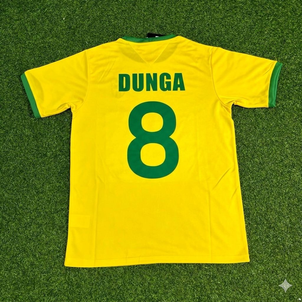 Dunga Brazil Retro Home Football Jersey – Back View