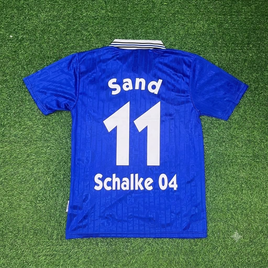 Ebbe Sand Schalke 04 Heim Retro Fußballtrikot Jersey – Back View