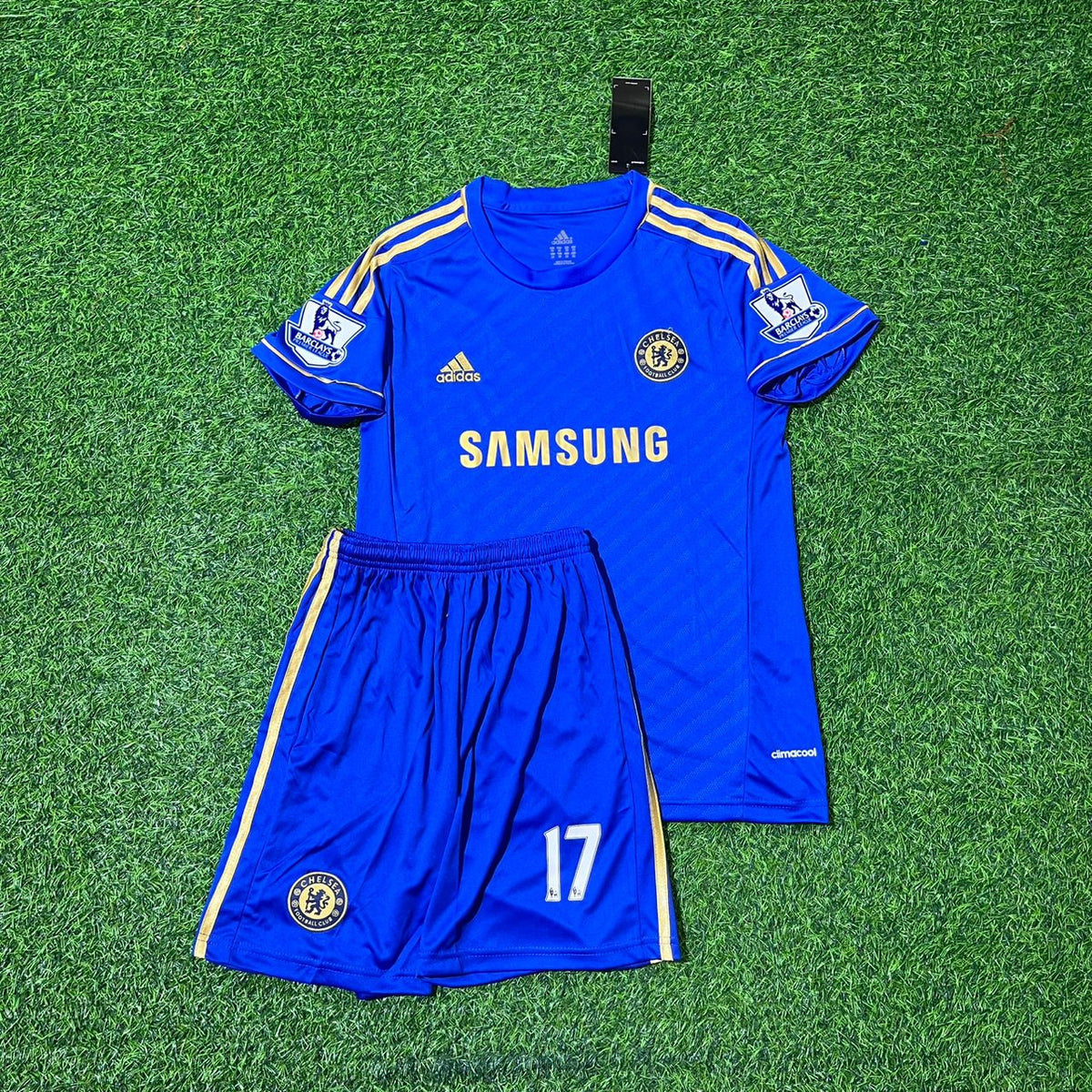 Chelsea 2012/2013 Kids Home Blue Retro Football Jersey – Eden Hazard – Front View