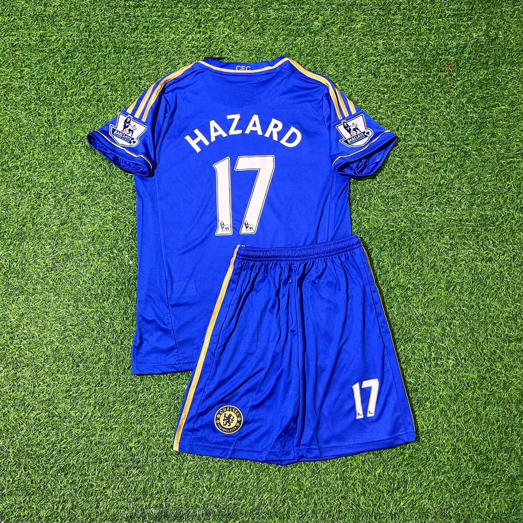 Chelsea 2012/2013 Kids Home Blue Retro Football Jersey – Eden Hazard – Back View