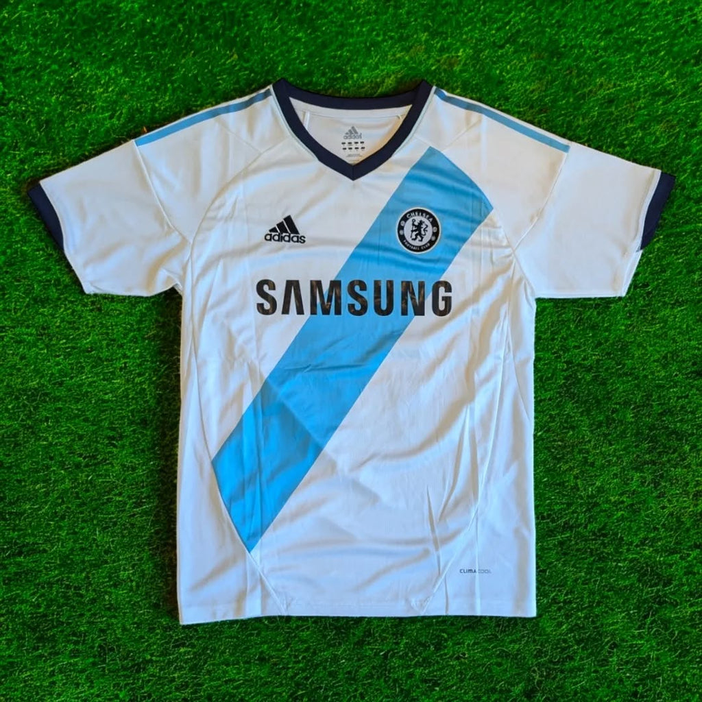 2012/13 Eden Hazard Chelsea White Retro Football Jersey – Front View
