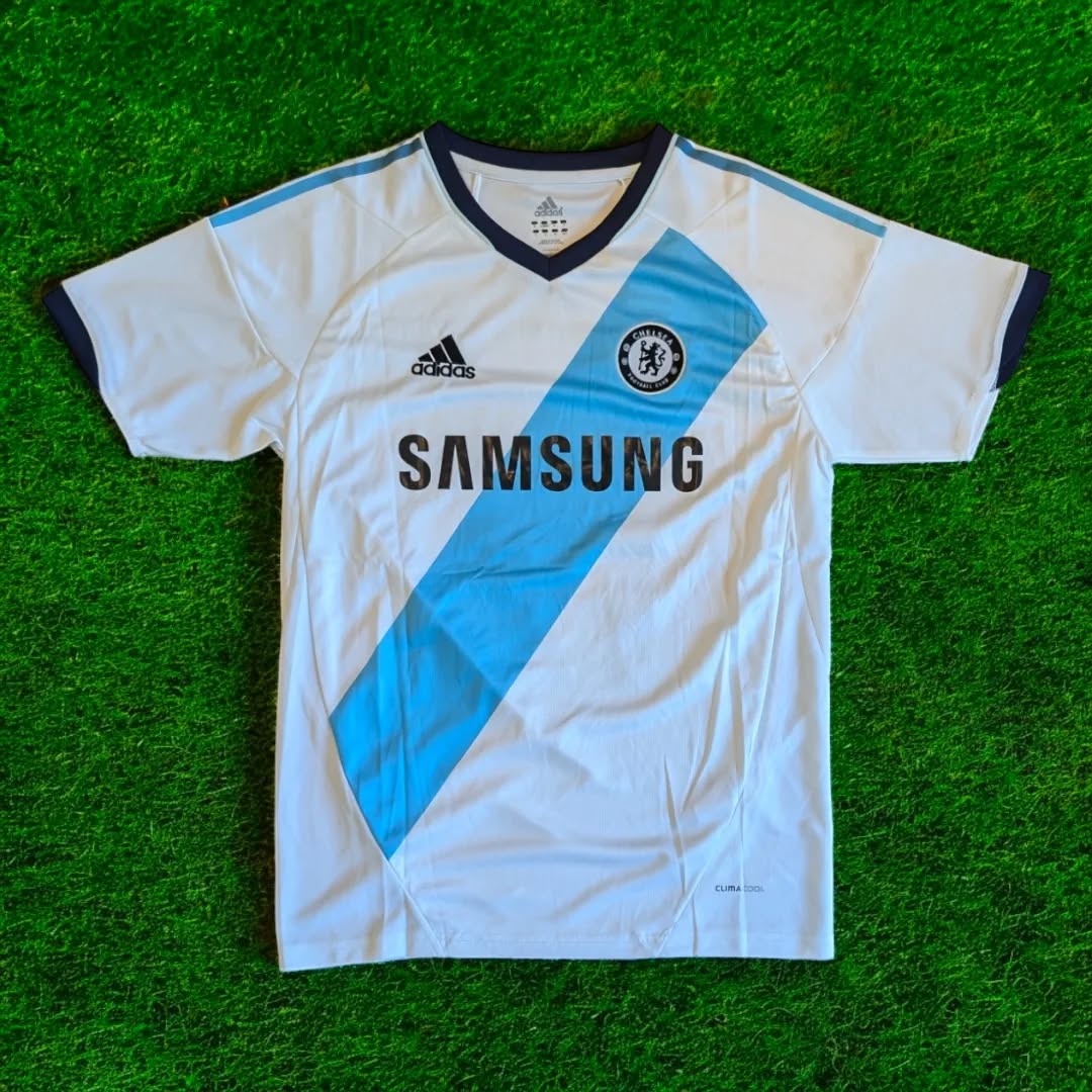 2012/13 Eden Hazard Chelsea White Retro Football Jersey – Front View