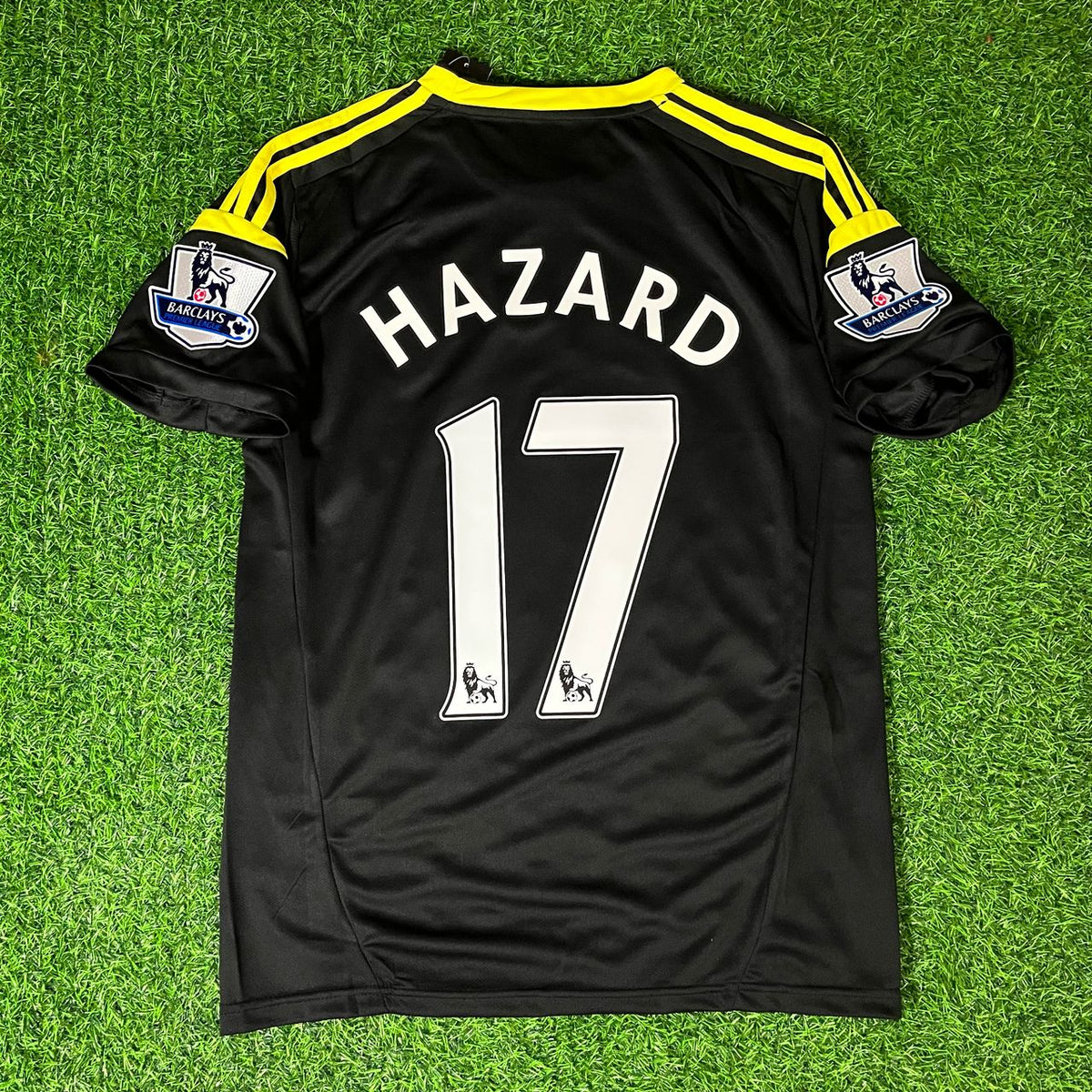 2012 Eden Hazard Chelsea 2013 Black Blue Retro Football Jersey – Back View