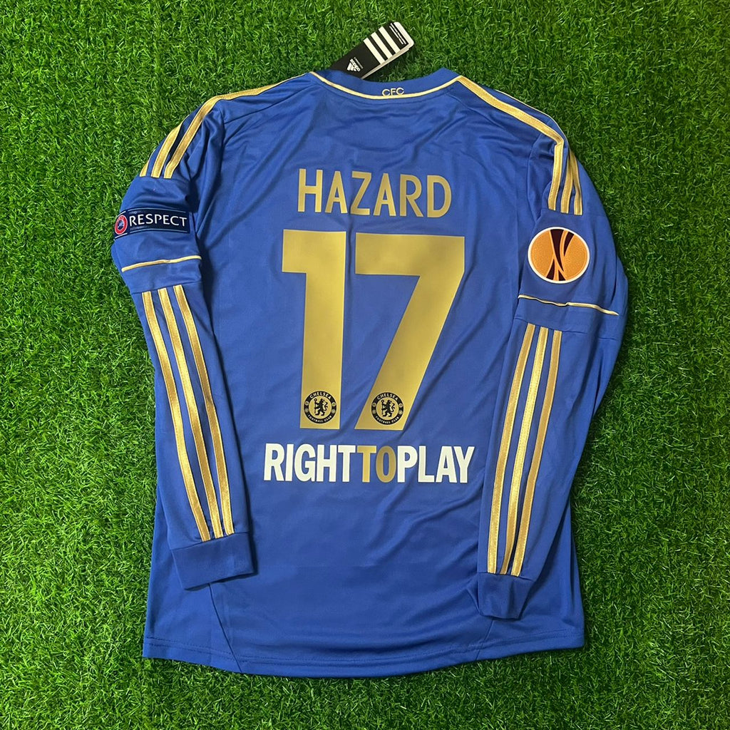 Eden Hazard Chelsea 2013 Europe League Final Amsterdam Blue Retro Football Jersey – Back View