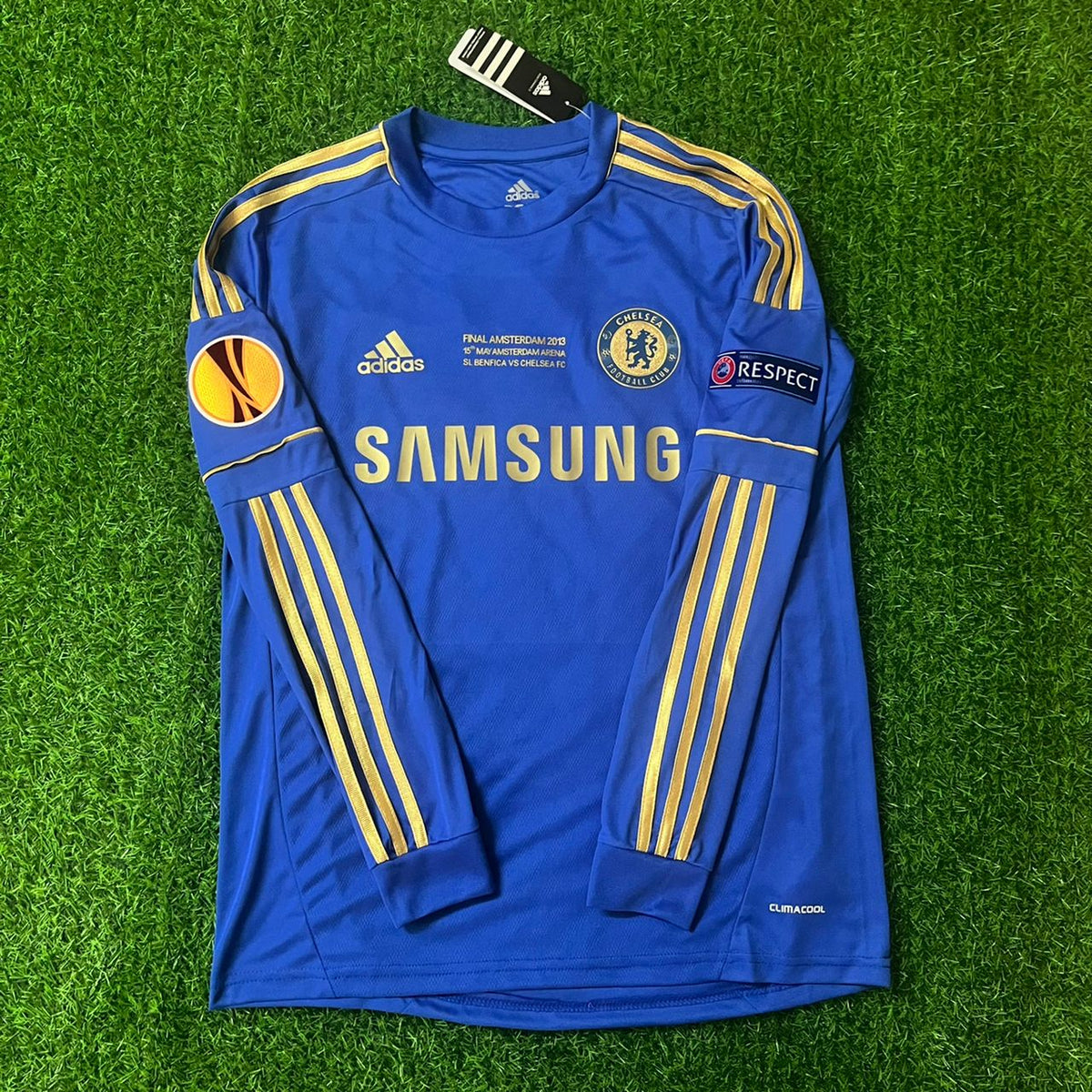 Eden Hazard Chelsea 2013 Europe League Final Amsterdam Blue Retro Football Jersey – Front View