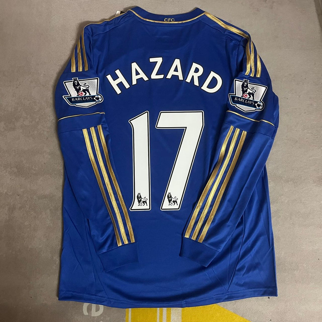 2012/13 Eden Hazard Chelsea Premier League Patch Blue Retro Football Jersey – Back View