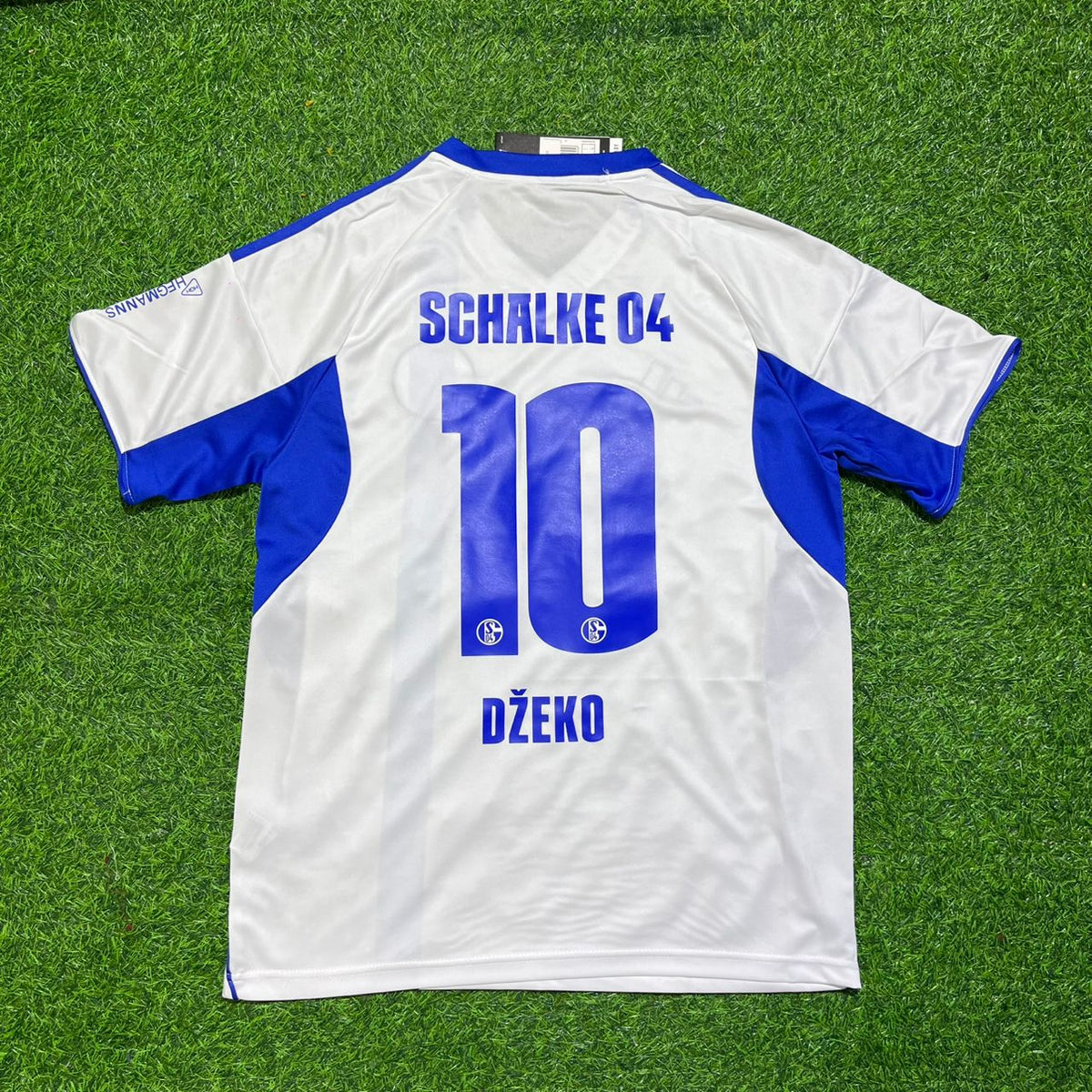 Schalke 04 White New Season Football Jersey – Edin Dzeko 10 – Back View