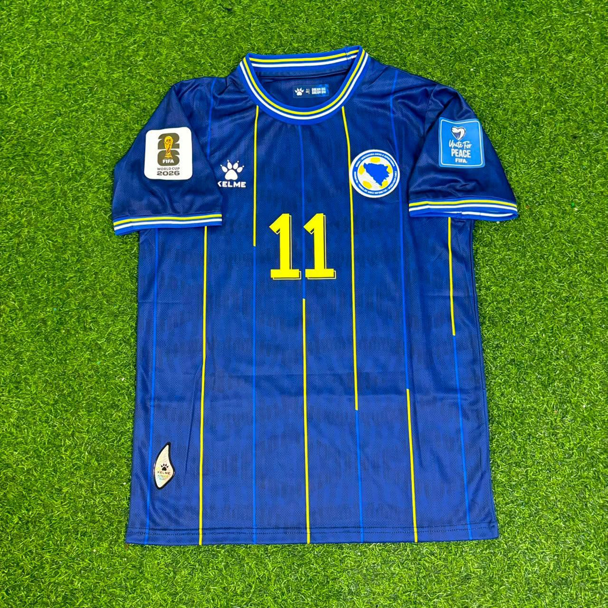 Edin Džeko Bosnia and Herzegovina 2026 World Cup Blue New Football Jersey – Front View