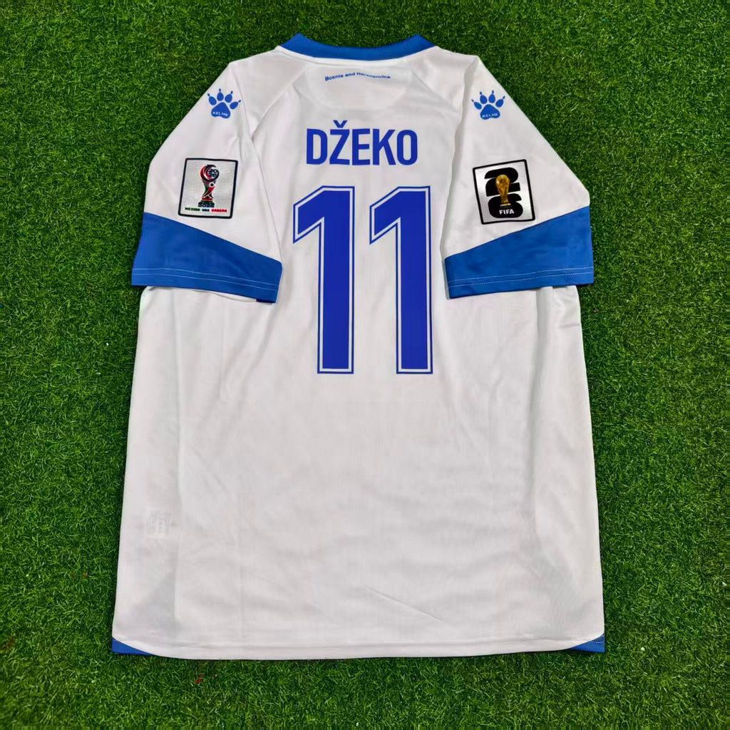 Edin Dzeko Bosnia and Herzegovina 2026 World Cup Away White Football Jersey – Back View