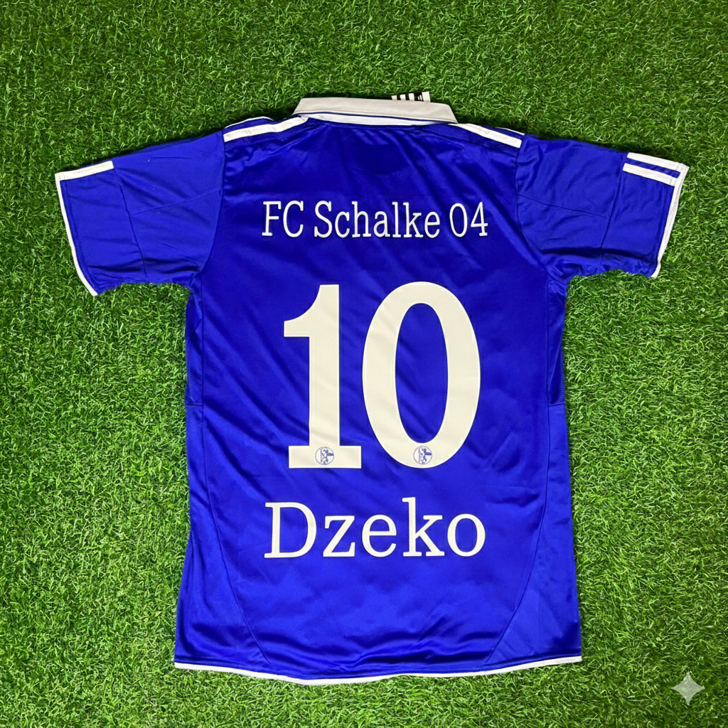 Schalke 04 Edin Dzeko Retro Football Jersey – Back View