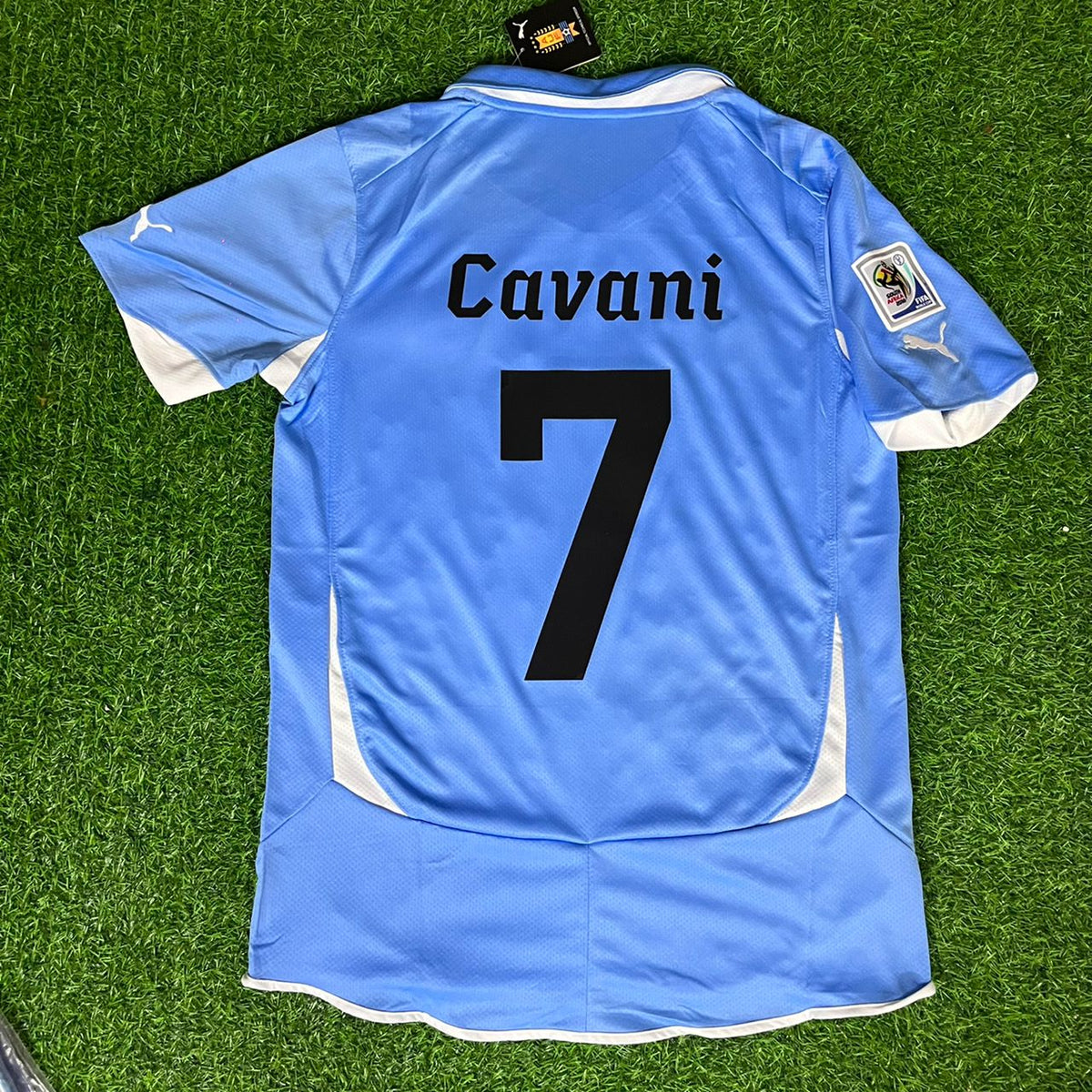 Edinson Cavani 7 – Uruguay 2010 World Cup Retro Kit Jersey – | | – Back View