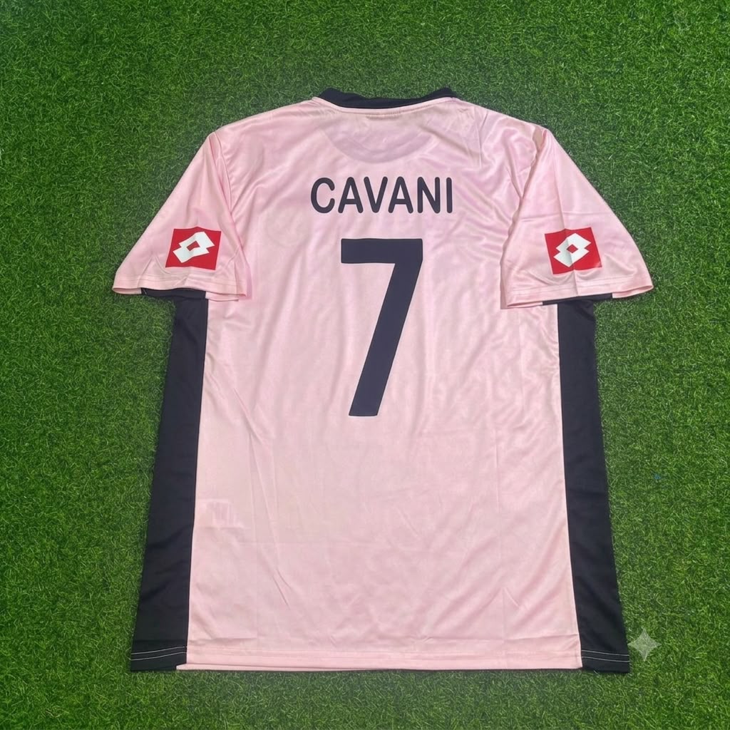 Edinson Cavani Palermo FC Pink Retro Football Jersey – Back View