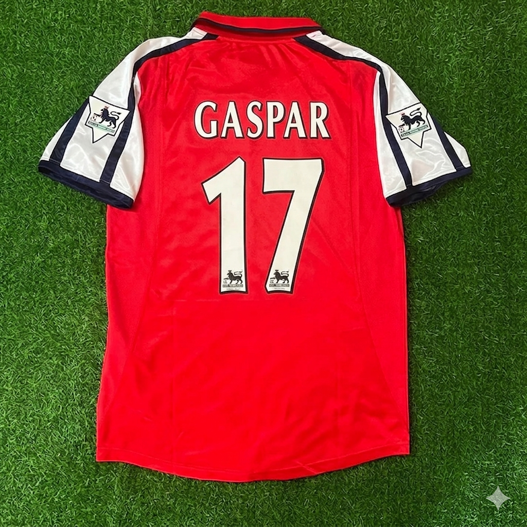 Arsenal 1999/02 Red White Retro Jersey – Eduardo César Gaspar #17 – Back View