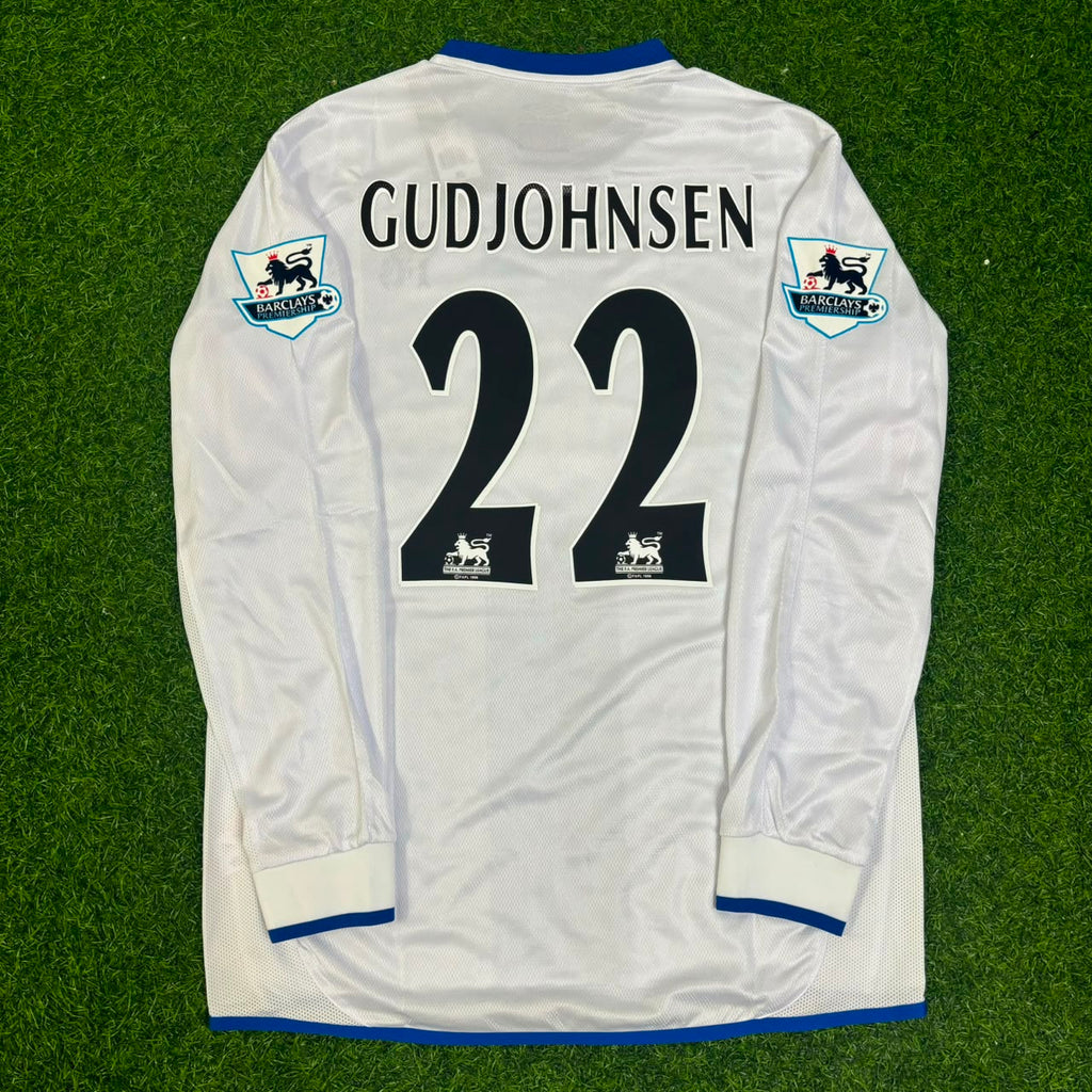 Eidur Gudjohnsen 22 Chelsea Away 2004 Retro White Long Sleeve Jersey Kit – Back View