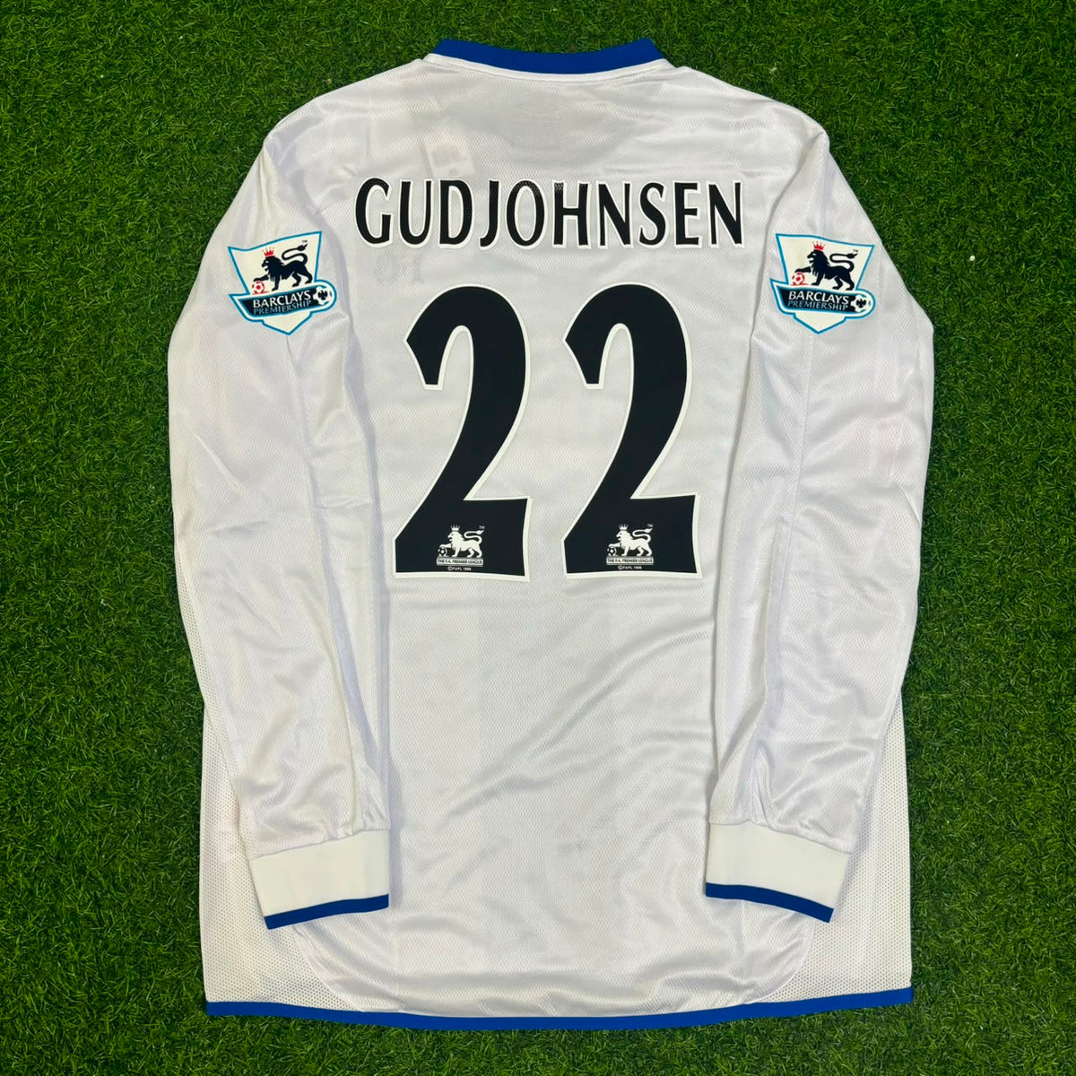 Eidur Gudjohnsen 22 Chelsea Away 2004 Retro White Long Sleeve Jersey Kit – Back View