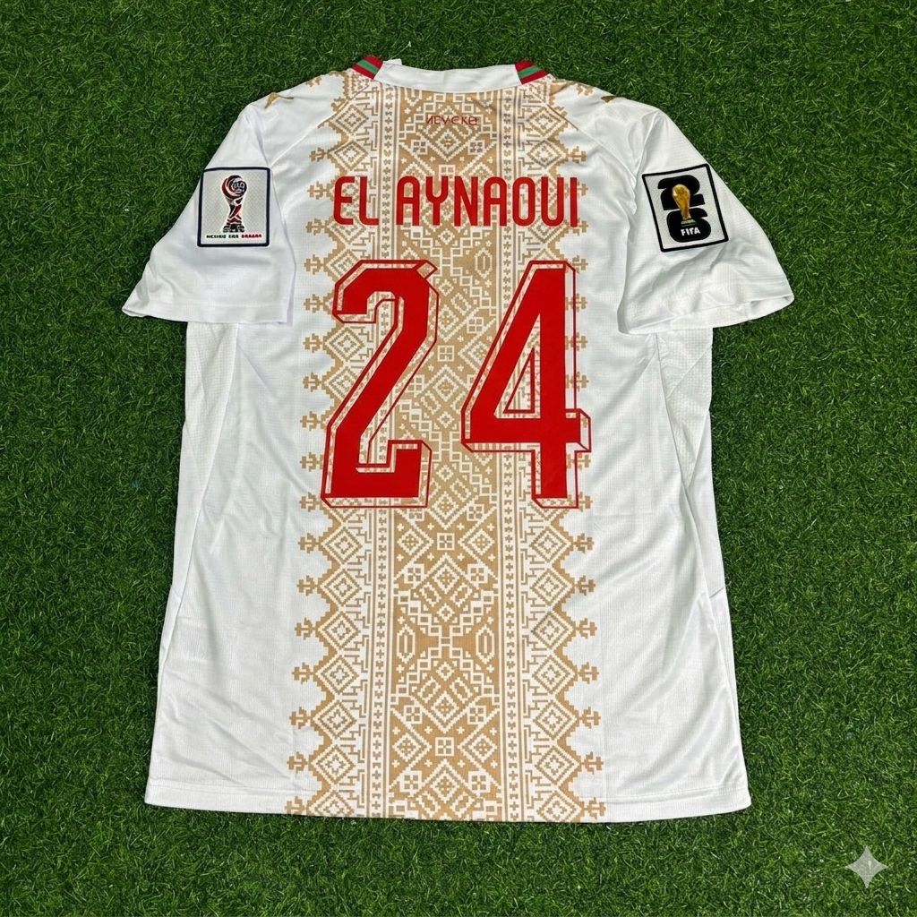 Neil El Aynaoui Morocco 2026 World Cup Away Football Jersey – Back View