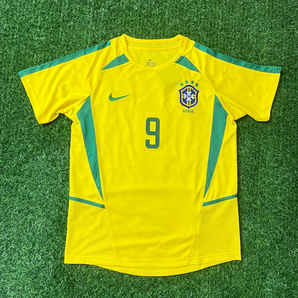 Ronaldo Nazario Brazil 2002 World Cup Yellow Retro Football Jersey – 13