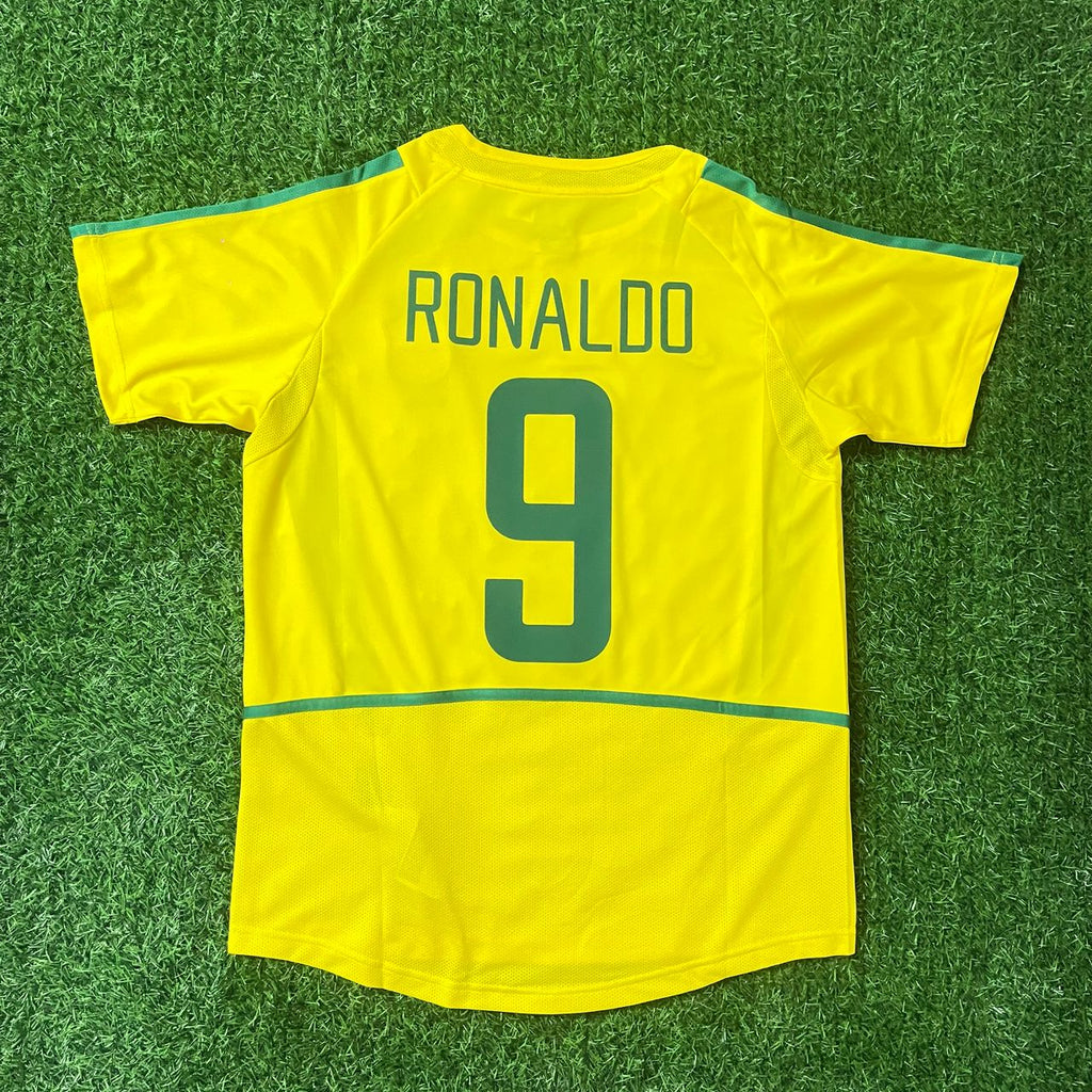 Ronaldo Nazario Brazil 2002 World Cup Yellow Retro Football Jersey – 11