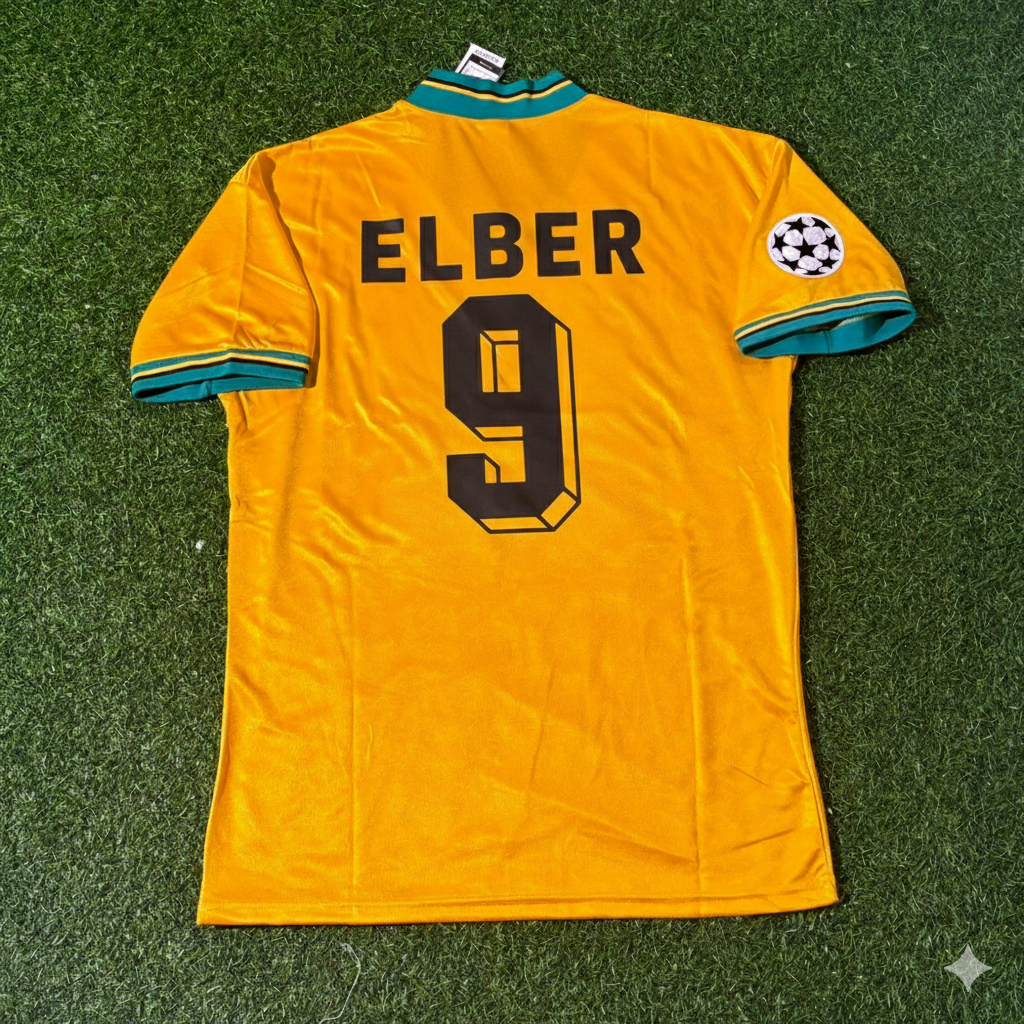 Bayern Munich Yellow Retro Football Jersey – Giovane Elber – Back View