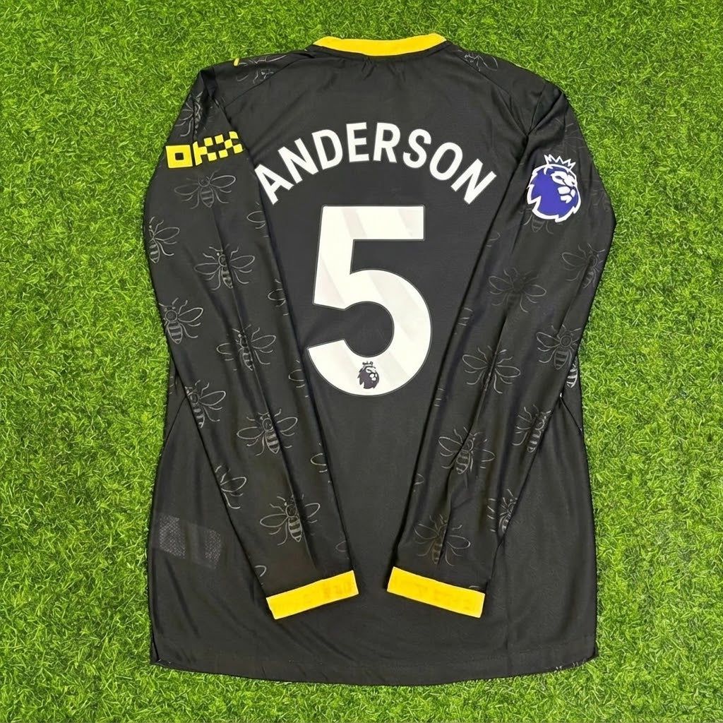 Elliot Anderson #5 Manchester City 2026/2027 New Season Away Black Long Sleeve Jersey – Back View