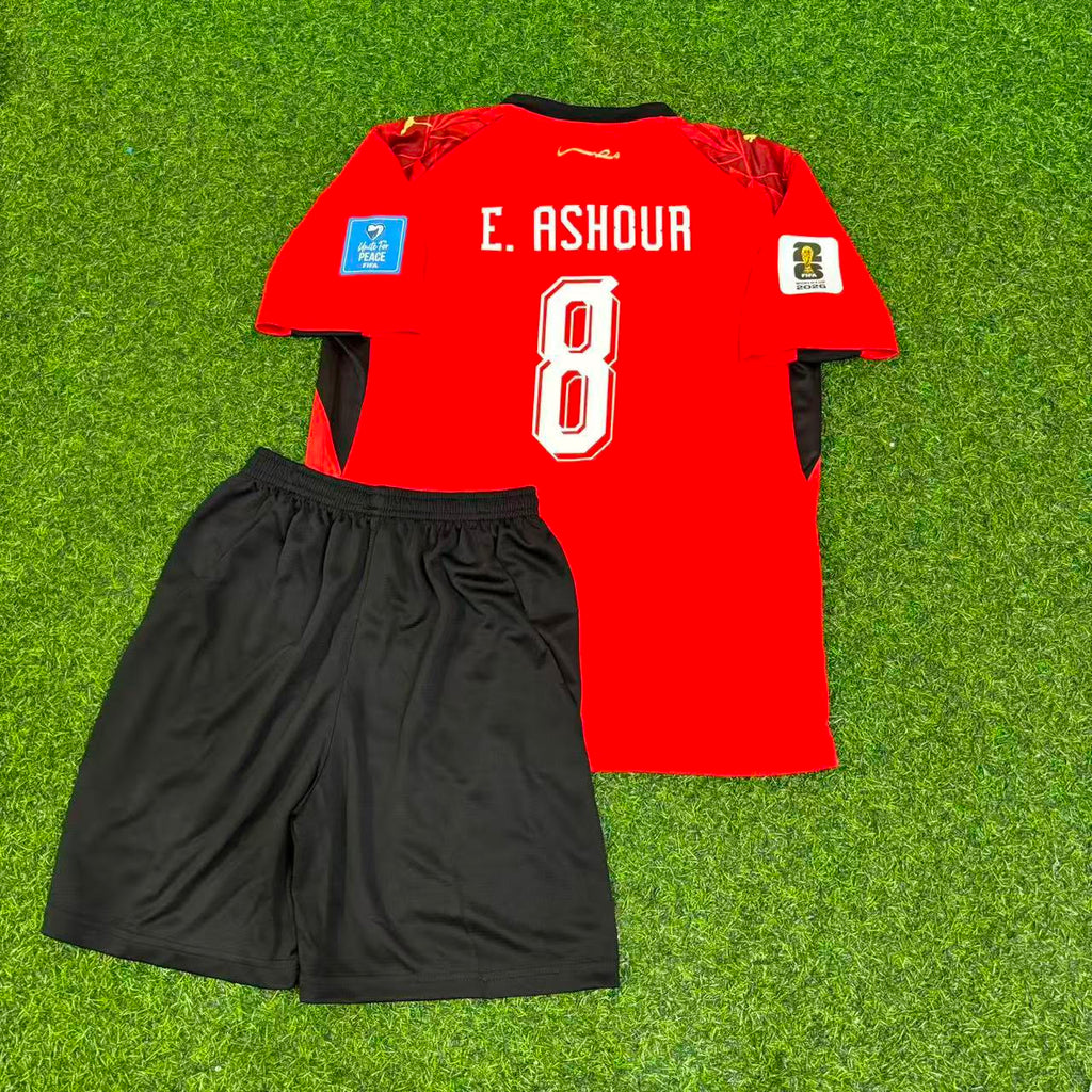 2026 Egypt World Cup Emam Ashour Home Kids Kit Football Jersey – Back View