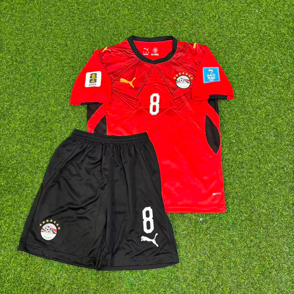 2026 Egypt World Cup Emam Ashour Home Kids Kit Football Jersey – Front View